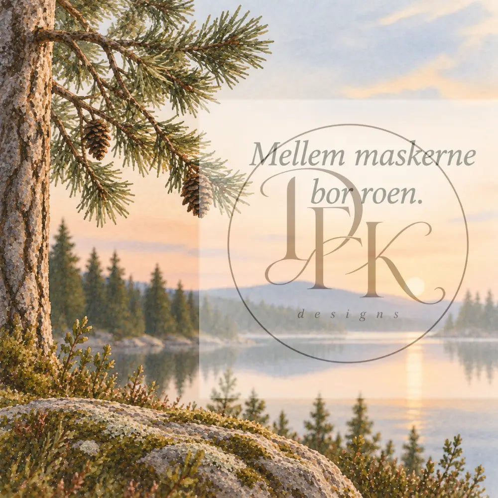 Ro serien - Strikkekort blank bagside - Mellem maskerne bor roen. - Strikkekort